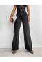 Polina 90's Lycra Women's Black Super High Waist Loose Leg Denim Jeans Palazzo Pants