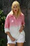 Women's Red Shirt Collar Half Placket Batik Patterned Oversize Blouse M10010200BL94200 - 5