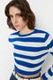 Lacivert Crop Basic Çizgili Triko Kazak TWOAW23KZ00034