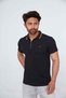 Men's Polo Neck 100% Cotton T-shirt 4614 Black-Yellow - 2