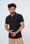 Men's Polo Neck 100% Cotton T-shirt 4614 Black-Yellow - 4