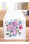 Lilac Color Bunch Lily Motif Decorative Stitched Raschel Knitted Runner - 2