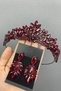 Burgundy Berlin Model Bridal Henna Tiara and Earrings for the Most Beautiful Brides – Crown, Crystal Stone, Stylish Model – Crown - 5