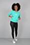 Aqua Green Printed Kangaroo Pocket Half Sleeve Sweatshirt
