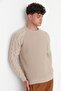 Taş Casual Unisex Regular Fit Yünlü Bisiklet Yaka Saç Örgü Detaylı Triko Kazak TMNAW22KZ2059 - 3