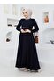 Summer Mevlana Model Flared Abaya and Topcoat with Patterned Sleeves and Waist - 5