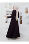 Summer Mevlana Model Flared Abaya and Topcoat with Patterned Sleeves and Waist - 5