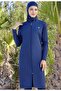 Allsea 3075 Navy Blue 2-Piece Sleeves Lycra Full Length Hijab Swimsuit - 4