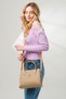 Women's Mink 5 Compartment Embossed Printed Hand and Shoulder Bag Jpm4045 Mink Camel - 4