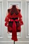Red Lace, Shiny Stone and Pearl Decorated Bridal Veil Set