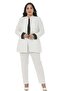 Large Size White Trousers with Elastic Waist, Side and Back and Narrow Leg Pockets - 2