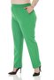 Large Size Green Trousers with Elastic Waist, Side and Back and Narrow Leg Pockets - 5