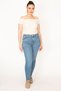Women's Large Size Blue 5 Pocket Lycra Leg Dirty Stitching Skinny Jean Pants 65n33013 - 6