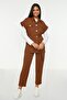 Camel Gold Buttoned Vest-Pants Knitted Suit TCTAW22US0062 - 3