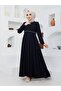 Summer Mevlana Model Flared Abaya and Topcoat with Patterned Sleeves and Waist - 6