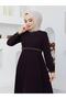 Summer Mevlana Model Flared Abaya and Topcoat with Patterned Sleeves and Waist - 2