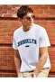 Unisex Knitted Brooklyn 1987 Printed White Cotton T-Shirt - 4