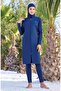 Allsea 3075 Navy Blue 2-Piece Sleeves Lycra Full Length Hijab Swimsuit