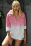 Women's Red Shirt Collar Half Placket Batik Patterned Oversize Blouse M10010200BL94200 - 2