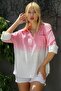 Women's Red Shirt Collar Half Placket Batik Patterned Oversize Blouse M10010200BL94200 - 6