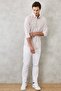 Men's Beige Slim Fit Slim Fit 100% Cotton Classic Collar Striped Shirt - 2