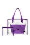 Set of 3 Large Size Transparent Beach Bags - Transparent/Purple