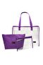 Set of 3 Large Size Transparent Beach Bags - Transparent/Purple - 3