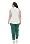Plus Size Emerald Green Trousers with Elastic Waist Side and Back Narrow Leg Pockets - 4