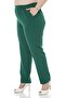 Plus Size Emerald Green Trousers with Elastic Waist Side and Back Narrow Leg Pockets - 5