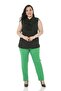 Large Size Green Trousers with Elastic Waist, Side and Back and Narrow Leg Pockets - 2