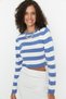 Lila Kurzer Basic Strickpullover mit Streifen TWOAW23KZ00034