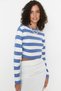 Lila Kurzer Basic Strickpullover mit Streifen TWOAW23KZ00034 - 3
