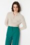 Bej Crop Fermuarlı Triko Hırka TWOAW21HI0154 - 2