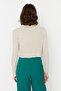Bej Crop Fermuarlı Triko Hırka TWOAW21HI0154 - 5