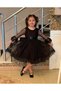 Lacy Guipure Detailed Buckle Black Girl's Dress
