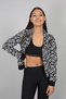 Black Patterned Gold Rib Detailed Zippered Sweatshirt