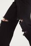 High Waist Ripped Jeans Black Loose Jeans Palazzo Lycra Jeans - 2
