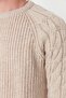 Taş Casual Unisex Regular Fit Yünlü Bisiklet Yaka Saç Örgü Detaylı Triko Kazak TMNAW22KZ2059 - 4