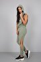 Light Green Printed Slit Detailed Hooded Sports Suit
