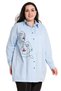 Large Size Women's Silhouette Printed Half Balloon Mold Skirt Stitched Baby Blue Shirt - 3