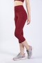 Snc Women's Claret Red Pocket High Waist Slim Fit, Capri Yoga Tights 19"