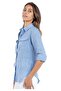 Women's Sky Blue Relax Fit Linen Shirt - 4