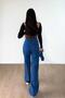 Magy Lycra 90's Women's Blue Super High Waist Loose Leg Denim Jeans Palazzo Pants - 2