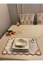 Set of 6 Placemats 3D Embroidered Embossed Glitter Gold