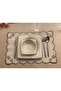 Set of 6 Placemats 3D Embroidered Embossed Glitter Gold - 3