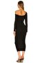 Women's Jersey Black Asymmetrical Cut Midi Dress - 3