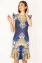 Women's Navy Blue Flounce Detailed Lined Dress 85n7029 - 4
