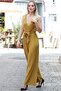Yellow Viscose Fabric Pleat Detail Collared Belted Jumpsuit Dress - 2