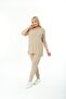 Women's Short Sleeve, Elastic Waist, Slit, Comfortable, Double Camisole Suit - 2