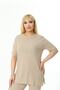 Women's Short Sleeve, Elastic Waist, Slit, Comfortable, Double Camisole Suit - 7